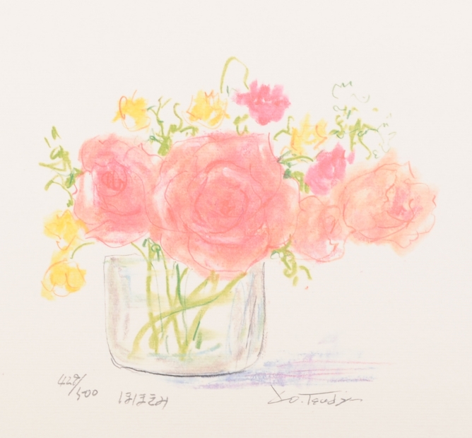 花の絵をジークレーの版画で制作した津田耕の花の絵「ほほえみ」をご購入