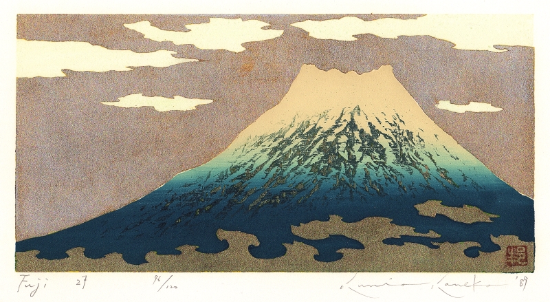 木版画で金子邦生が制作した富士山の和の絵の木版画「Fuji 27」