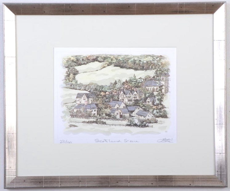 織田義郎が銅版画で制作したイギリスの絵「スコットランドの風景」を 