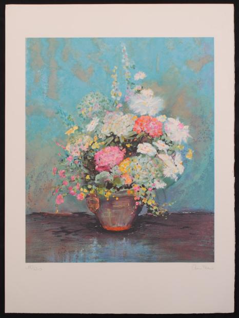 花の絵をリトグラフの版画で制作したアンヌ・マリーの花の絵「ブーケ」をご購入