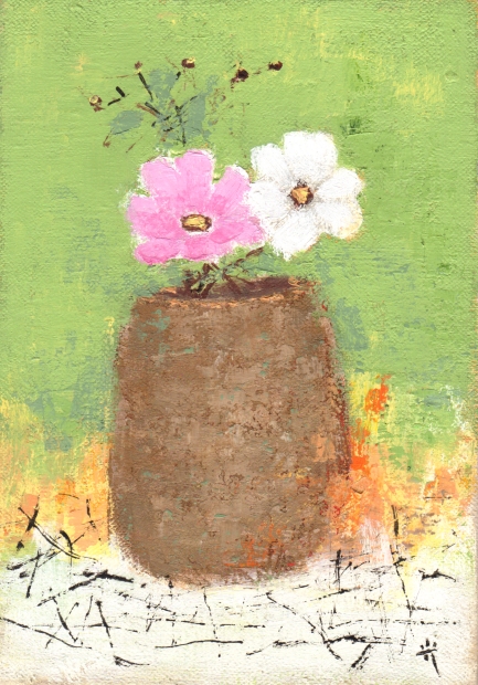 花の絵画を油絵で描いた内田光之助の花の絵秋桜をご購入