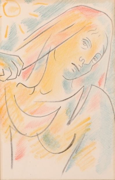 リトグラフの版画でジャン コクトーが制作した女性の絵 テアトル 7 をご購入