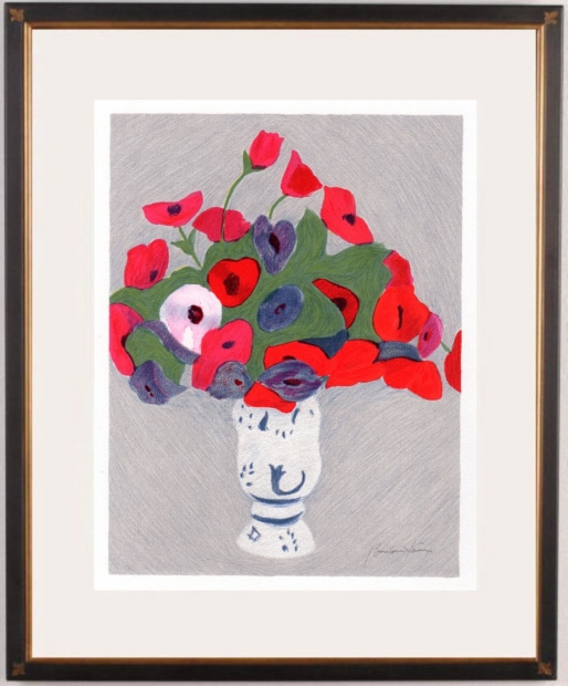 花の絵をリトグラフの版画で制作したピエール・ボンコンパンの花の絵 