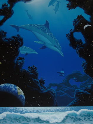 版画のジークレーでシム・シメールが制作したイルカの絵を購入