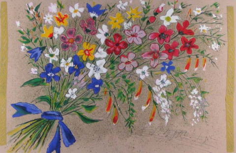 花の絵を版画で制作したフジ子・ヘミングの作品「花束」を購入