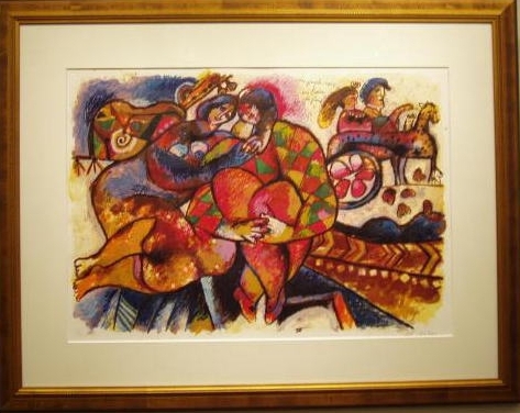 絵/テオ・トビアスがリトグラフの版画で制作した絵・「私の村」を購入