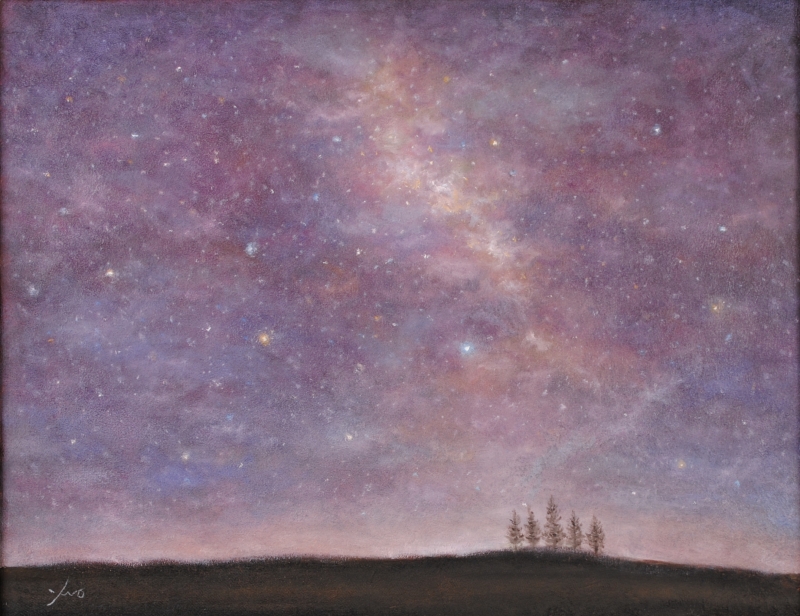 絵画のミクストメディアで藤田高明が描いた星空の絵 天の川 ４ を購入