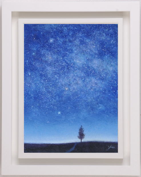 絵画のミクストメディアで藤田高明が描いた夜空の絵「星のささやき・２ 