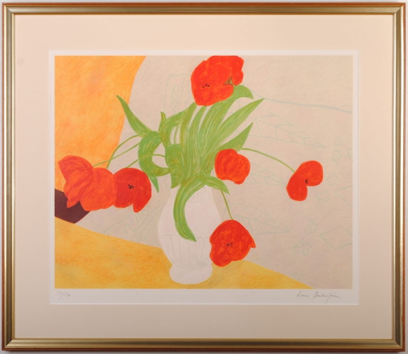 花の絵をリトグラフの版画で制作したピエール・ボンコンパンの花の絵 