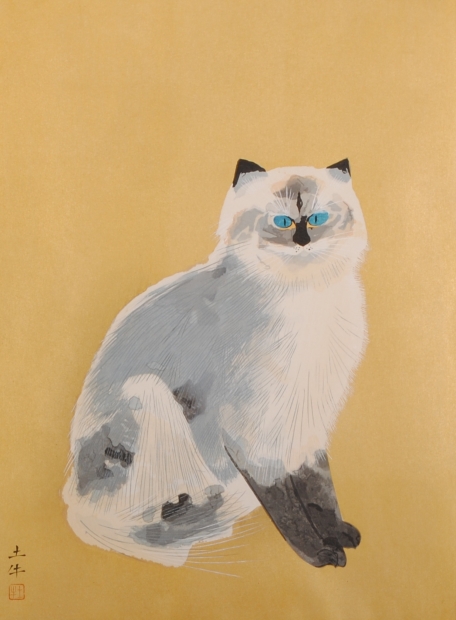 木版画で奥村土牛が制作した和の猫の絵「シルバータビー」