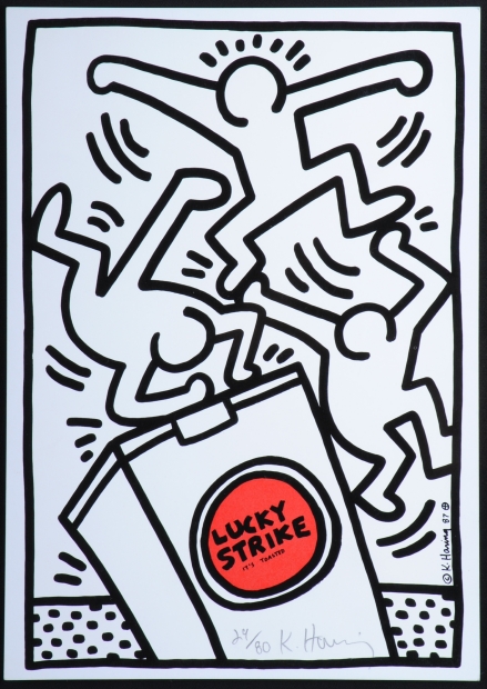 ポップアートをシルクスクリーンの版画で制作したキース ヘリングのポップアート ラッキー ストライク
