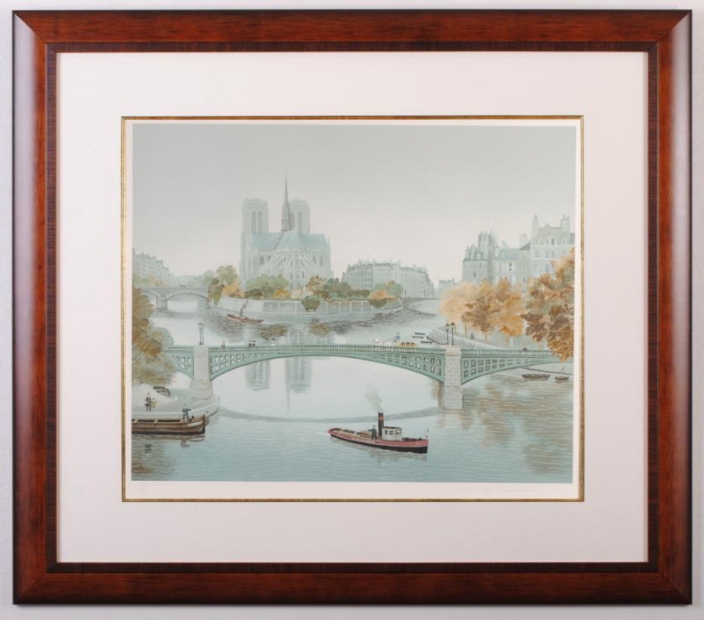 シルクスクリーンの版画でミッシェル・ドラクロワが制作したパリの絵「トゥルネル橋」をご購入