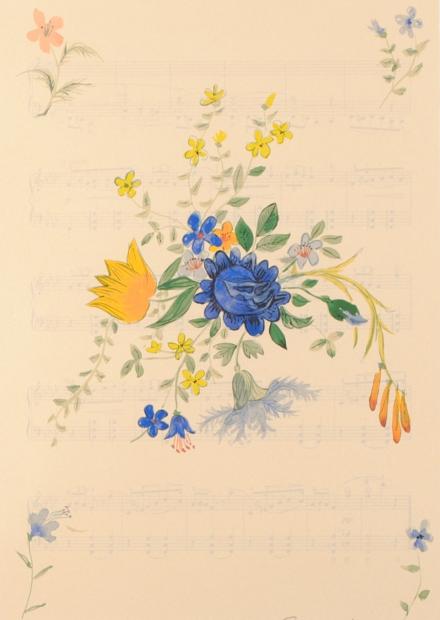 花の絵をシルクスクリーンの版画で制作したフジ子・ヘミングの花の絵