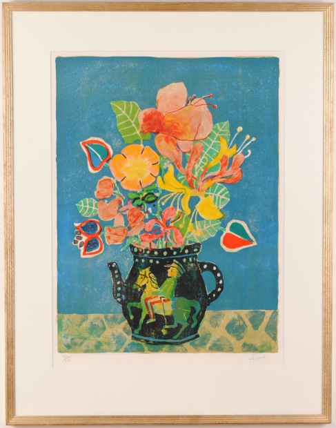 花の絵画をリトグラフの版画で制作したポール・アイズピリの花の