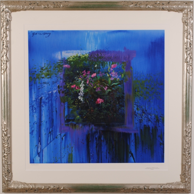 ホアキン・トレンツ・リャドの花の絵のシルクスクリーンの版画 