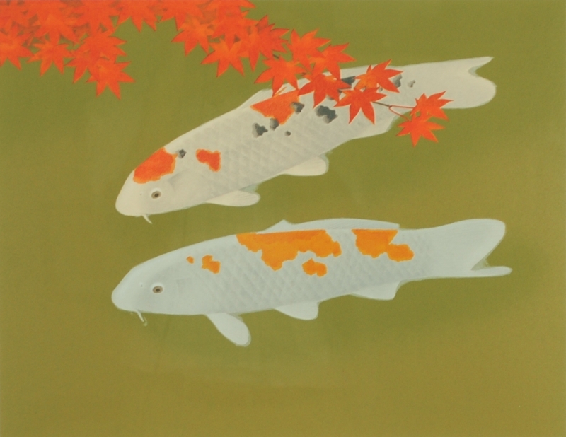 リトグラフの版画で大山忠作が制作した和の鯉の絵「彩鯉」をご購入