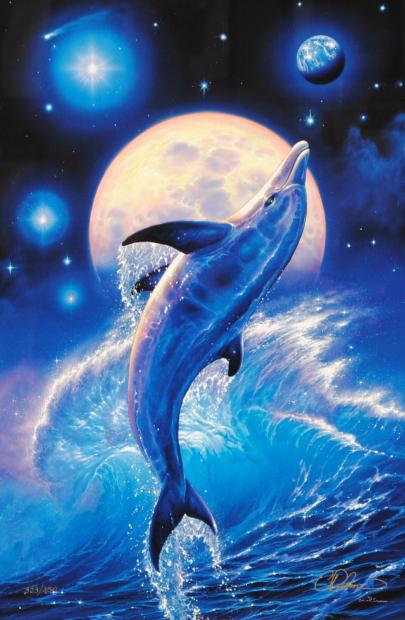 クリスチャン.リース.ラッセン作 大型 海 イルカ 鯨 魚達の 図柄作品 