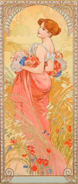 アルフォンス・ミュシャのリトグラフの版画「四季・夏」を通販で販売