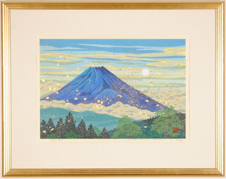 井堂雅夫が木版画で制作した富士山の和の絵「夏 悠久の富士」を通販で販売