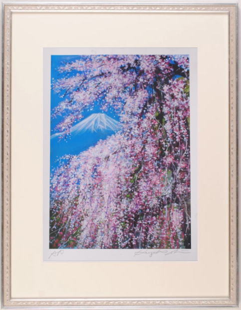 お得格安◆ 勢克史 『 春の雪山 』 日本画 掛軸