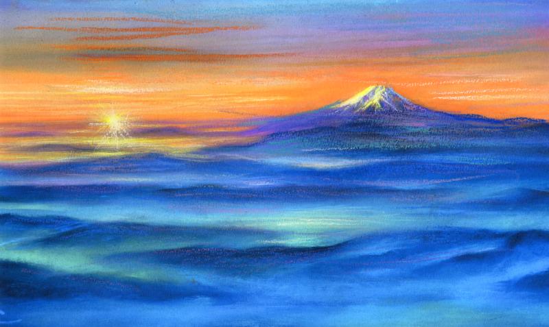 富士山の絵をジークレーの版画で制作した石井清の富士山の絵「曙・G 