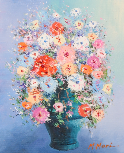 油絵の絵画で森正明が描いた花の絵の油絵「野の花」を購入