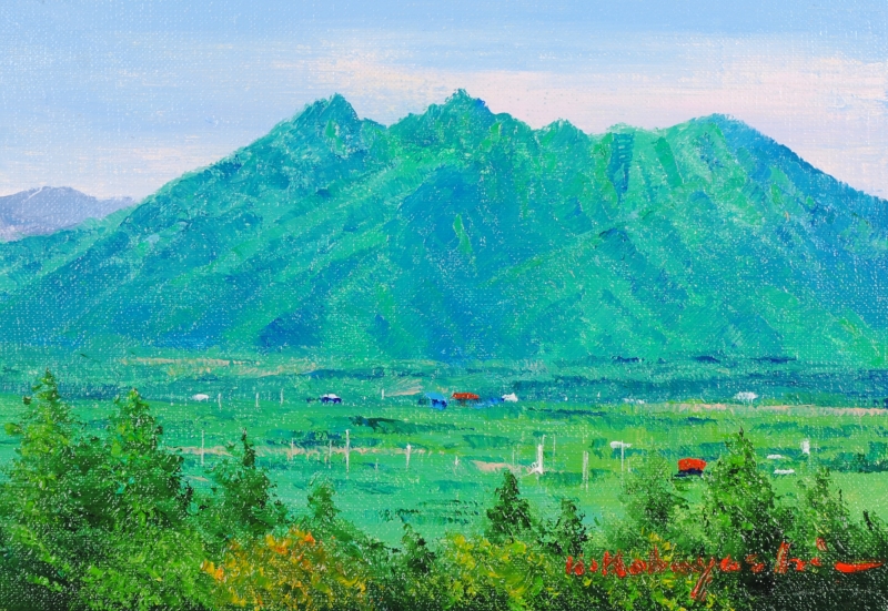 油絵の絵画で小林幸三が描いた阿蘇の絵の油絵「根子岳・2」を購入