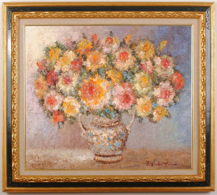 油絵の絵画で渡部ひできが描いた花の絵の油絵「薔薇」を購入