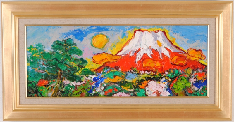 富士山の絵画を油絵で描いた大沢武士の富士山の絵「赤富士・24」をご購入