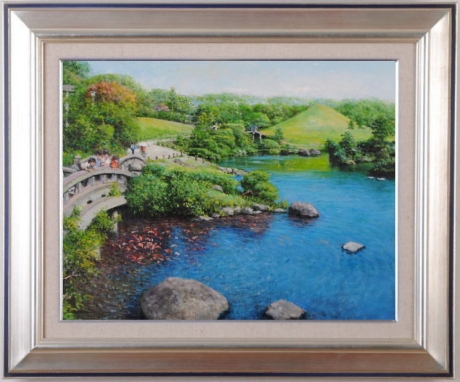 油絵の絵画で熊本の風景画を描いた澤井進の油絵「水前寺公園」をご購入