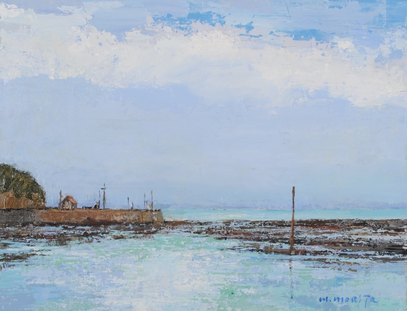 油絵の絵画で森田正孝が描いた海の絵の油絵「潮風」を通販で販売