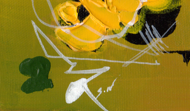 油絵の絵画で西原正一が描いた花の絵の油絵「黄色い薔薇・4」をご購入