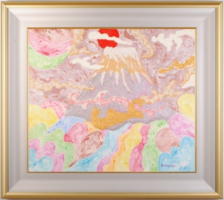 富士山の絵画をアクリル画で描いた川島陽二郎の富士山の絵「幸福の富士」を通販で販売