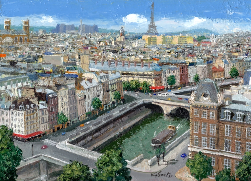 油絵の絵画で斉藤要が描いたフランスの風景画の油絵「パリ」をご購入