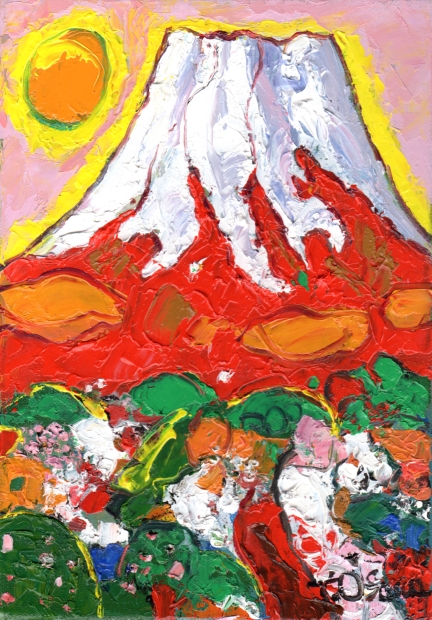 することにしました 赤富士　大沢武士 絵画/タペストリ