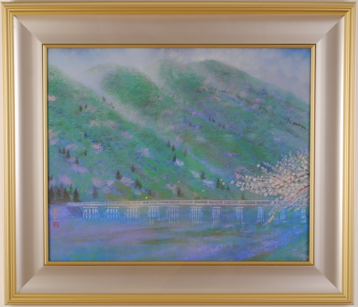 日本画の絵画で京都の嵐山の風景を描いた中村豪志の和の絵の日本画 ...