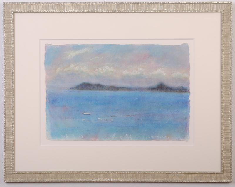 海の絵画をクレヨン画で描いた瀬崎正人の海の絵「光と影」をご購入