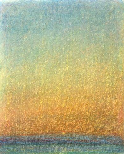 絵画のクレヨン画で瀬崎正人が描いた空と海の絵 夜明け を通販で販売